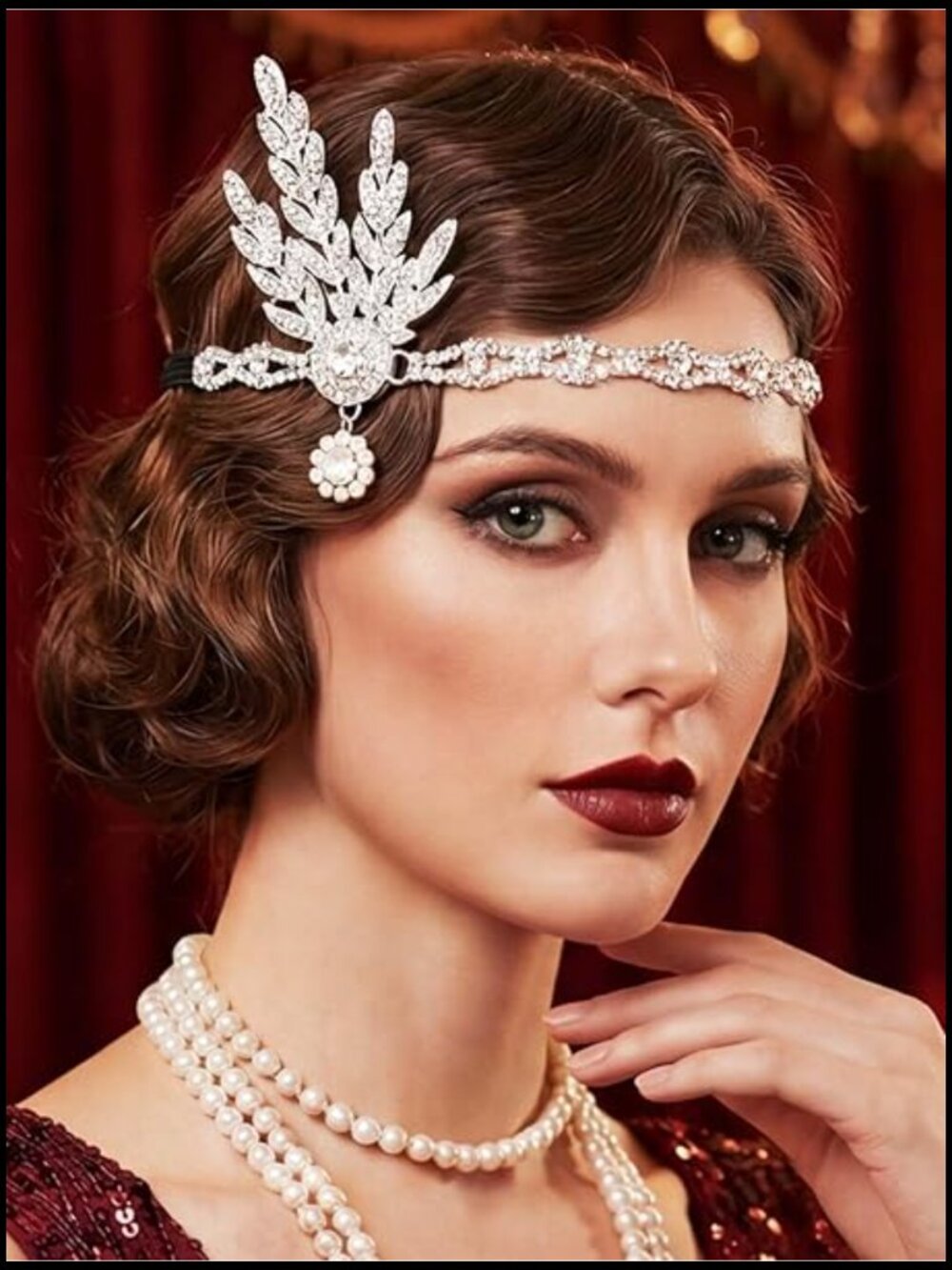 Flapper Headpiece Rhinestones Art Deco 1920s Headband Roaring 20s Hair Accessory